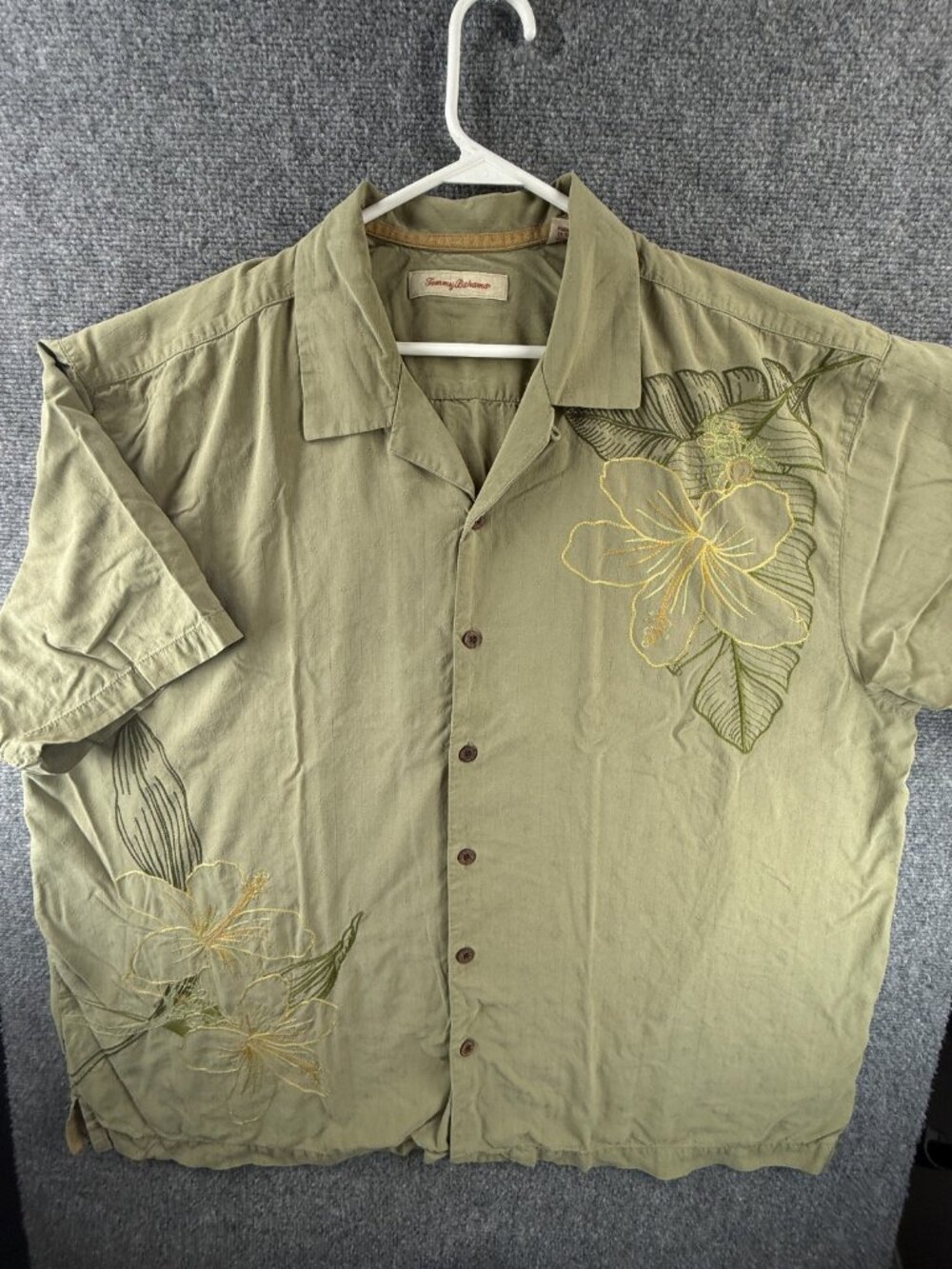 Tommy Bahama Short Sleeve Floral 2XL All Silk Green Men Hawaiian Resort Shirt